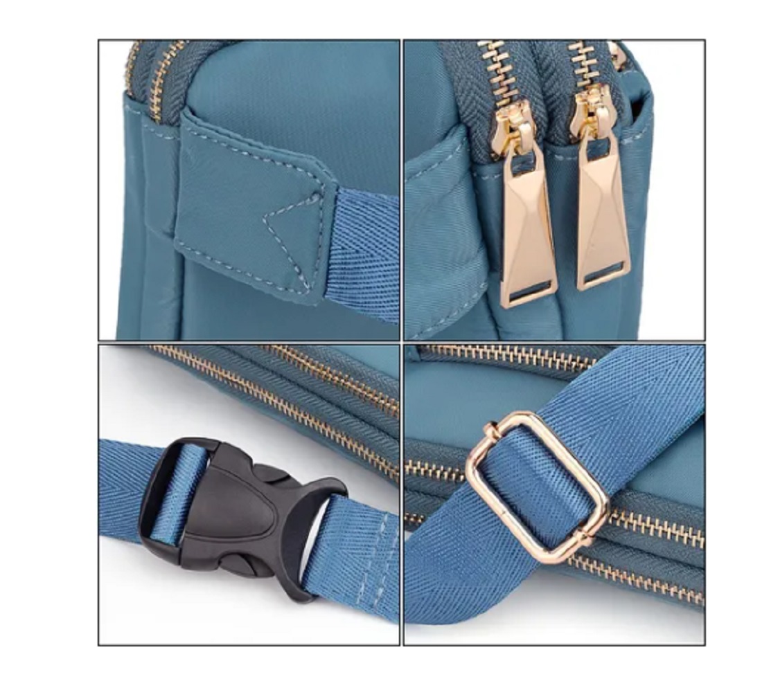 Foto 4 pulgar | Cangurera Malubero color Azul Celeste de Nailon Impermeable Unisex