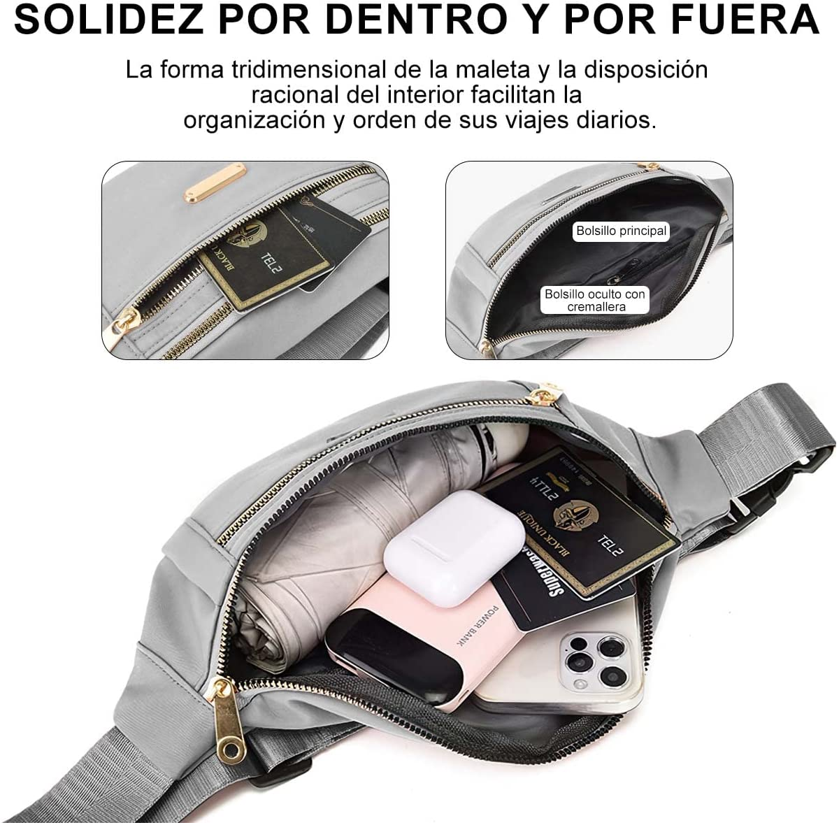 Foto 4 pulgar | Cangurera Eo Safe Imports Esi-5543 color Gris Multiusos Impermeable de Gran Capacidad