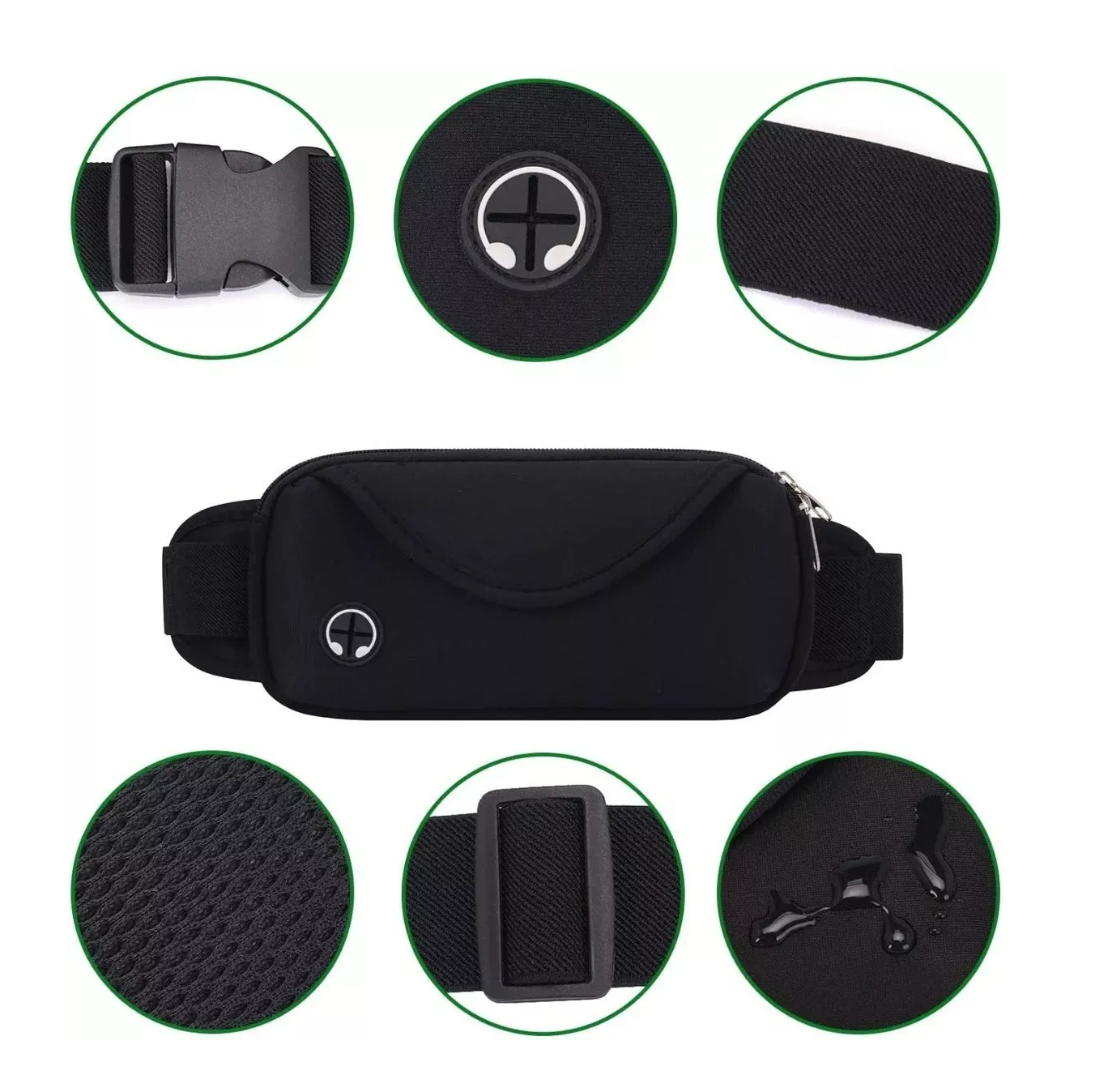 Foto 3 pulgar | Riñonera Deportiva Elástica E Impermeable Unisex Para Correr Negro