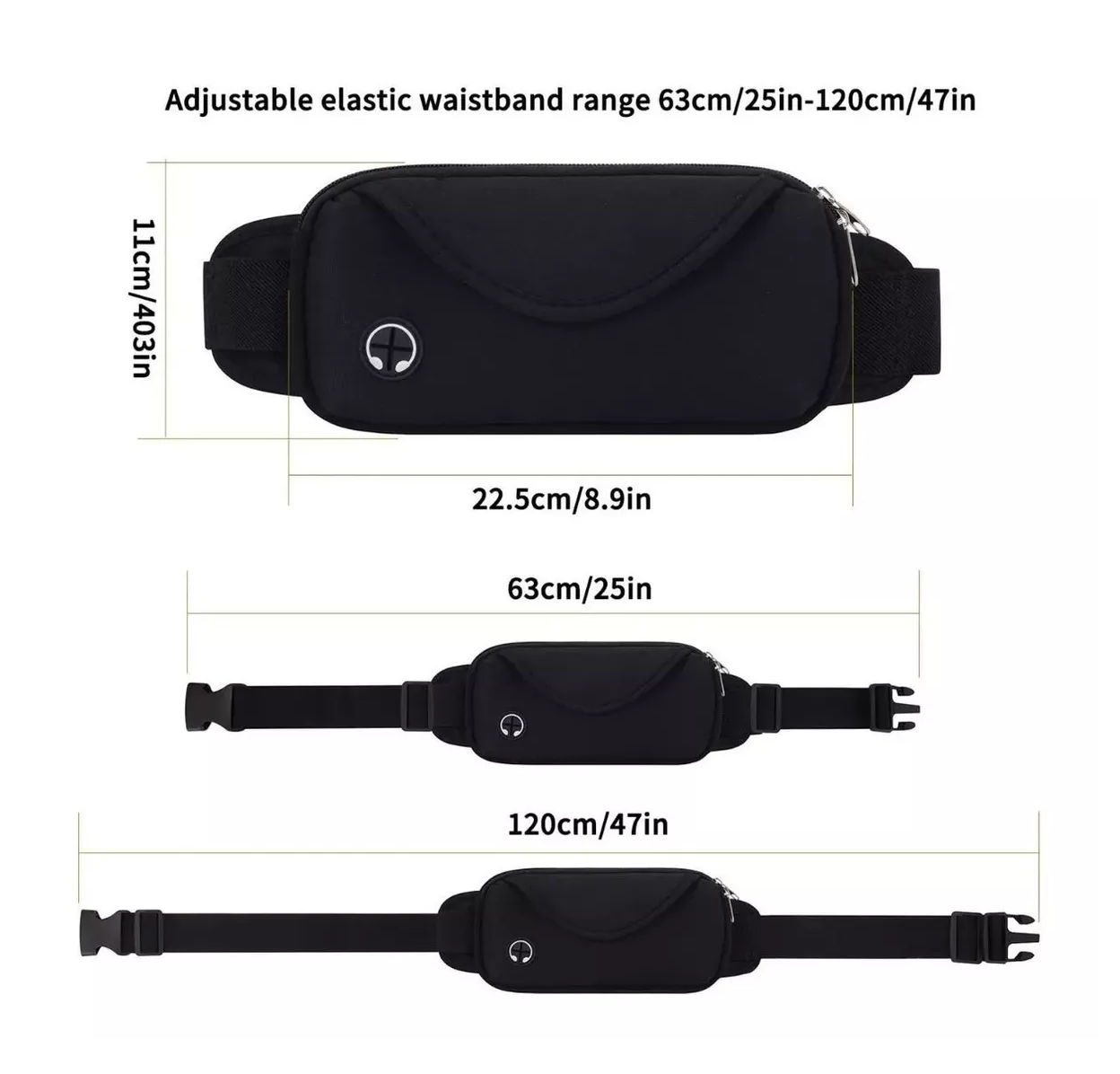 Foto 4 pulgar | Riñonera Deportiva Elástica E Impermeable Unisex Para Correr Negro