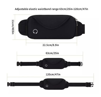 Foto 3 | Riñonera Deportiva Elástica E Impermeable Unisex Para Correr Negro