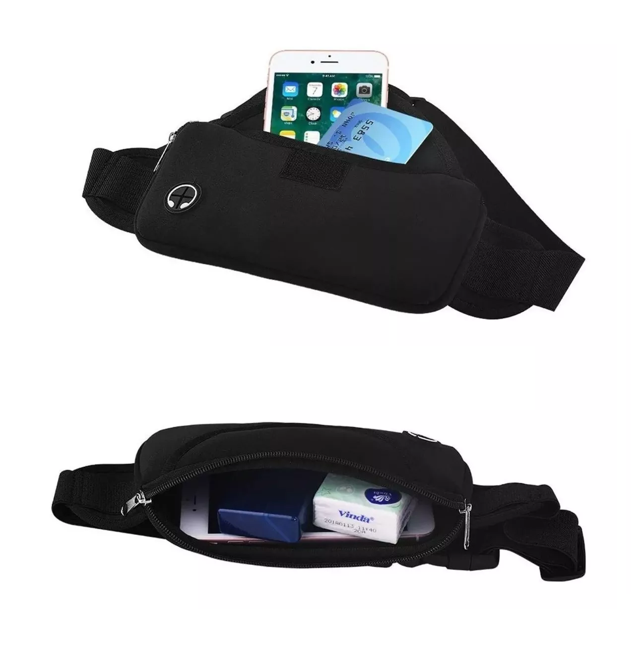 Foto 5 pulgar | Riñonera Deportiva Elástica E Impermeable Unisex Para Correr Negro