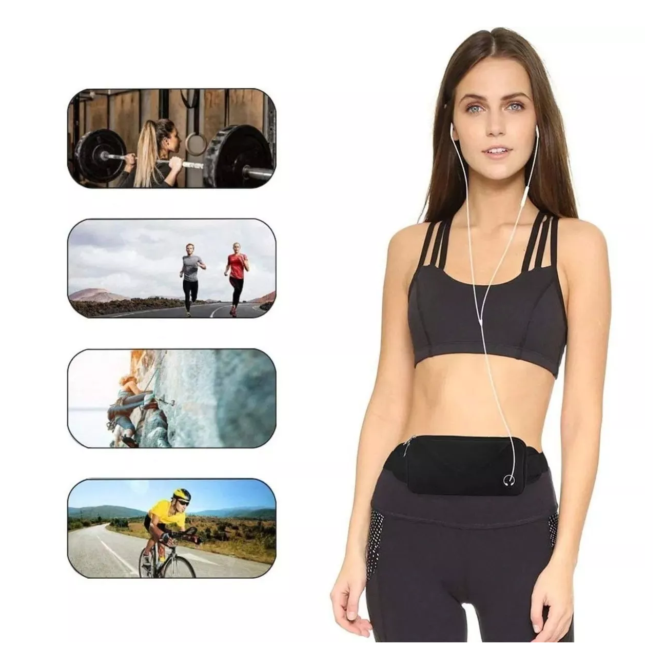 Foto 6 pulgar | Riñonera Deportiva Elástica E Impermeable Unisex Para Correr Negro
