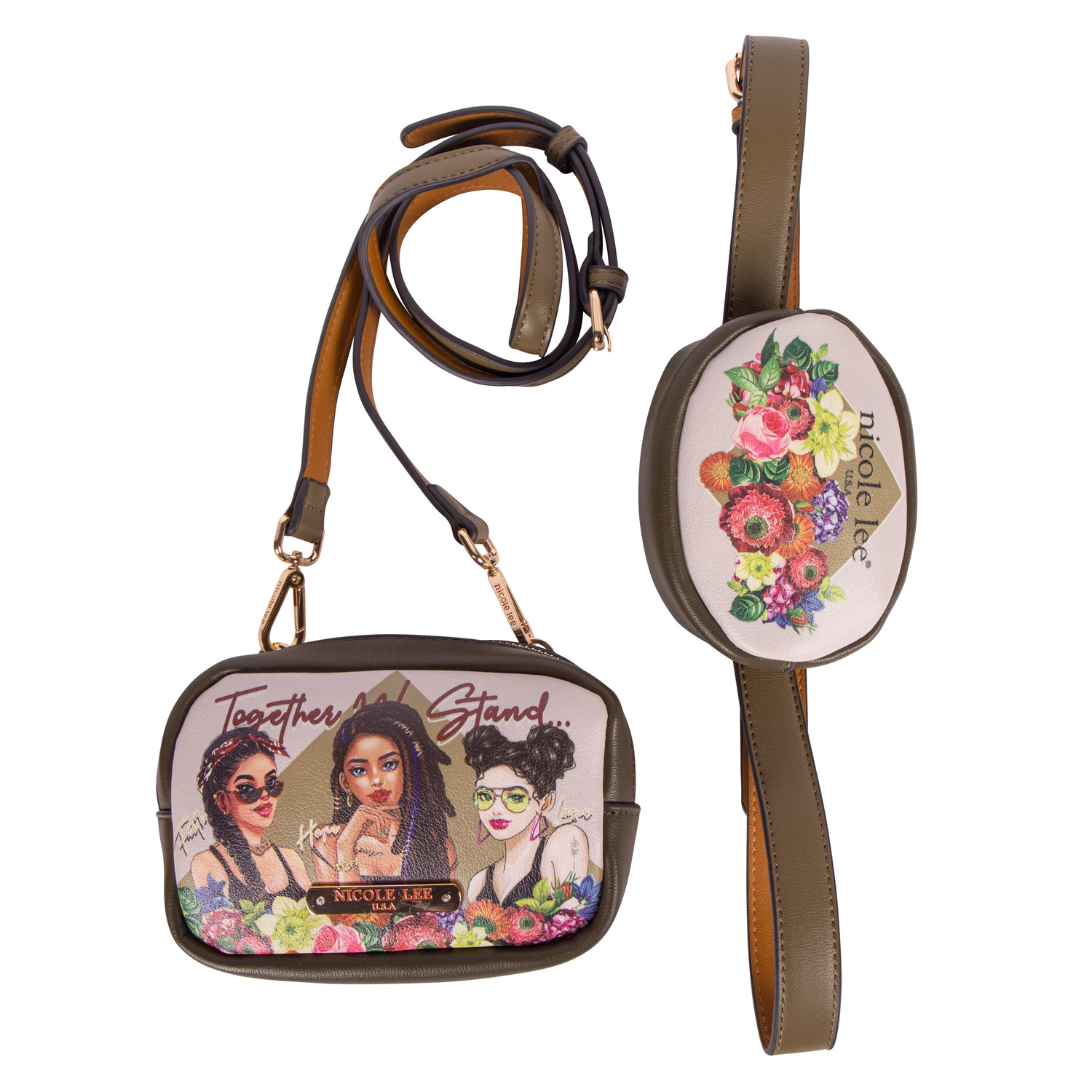 Foto 6 pulgar | Cangurera Nicole Lee Double Pouch Fanny con Monedero Together We Stand