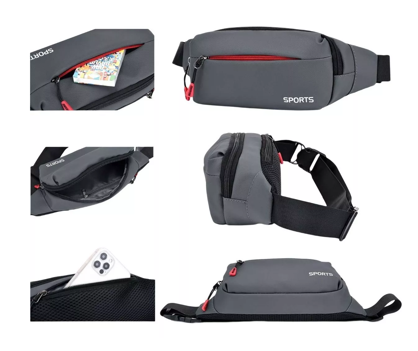 Foto 3 pulgar | Cangurera Impermeable Sport Gris