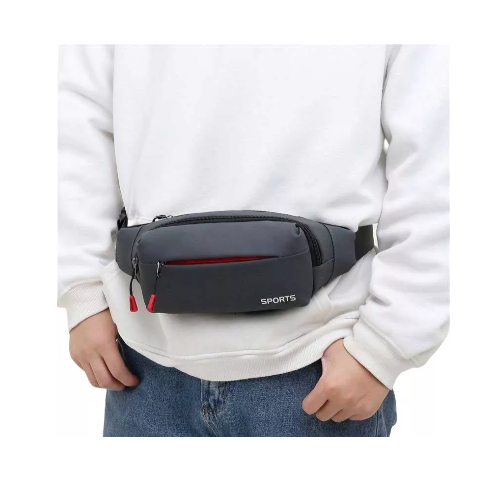 Foto 4 pulgar | Cangurera Deportiva Sport Gris Impermeable Unisex