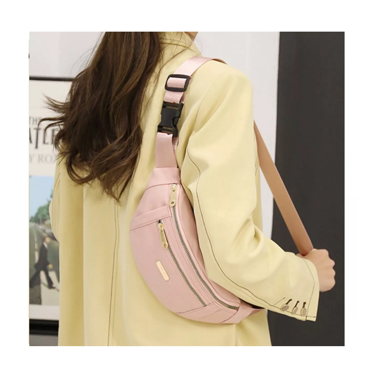 Foto 4 pulgar | Cangurera Belug Rosa Impermeable para Mujer