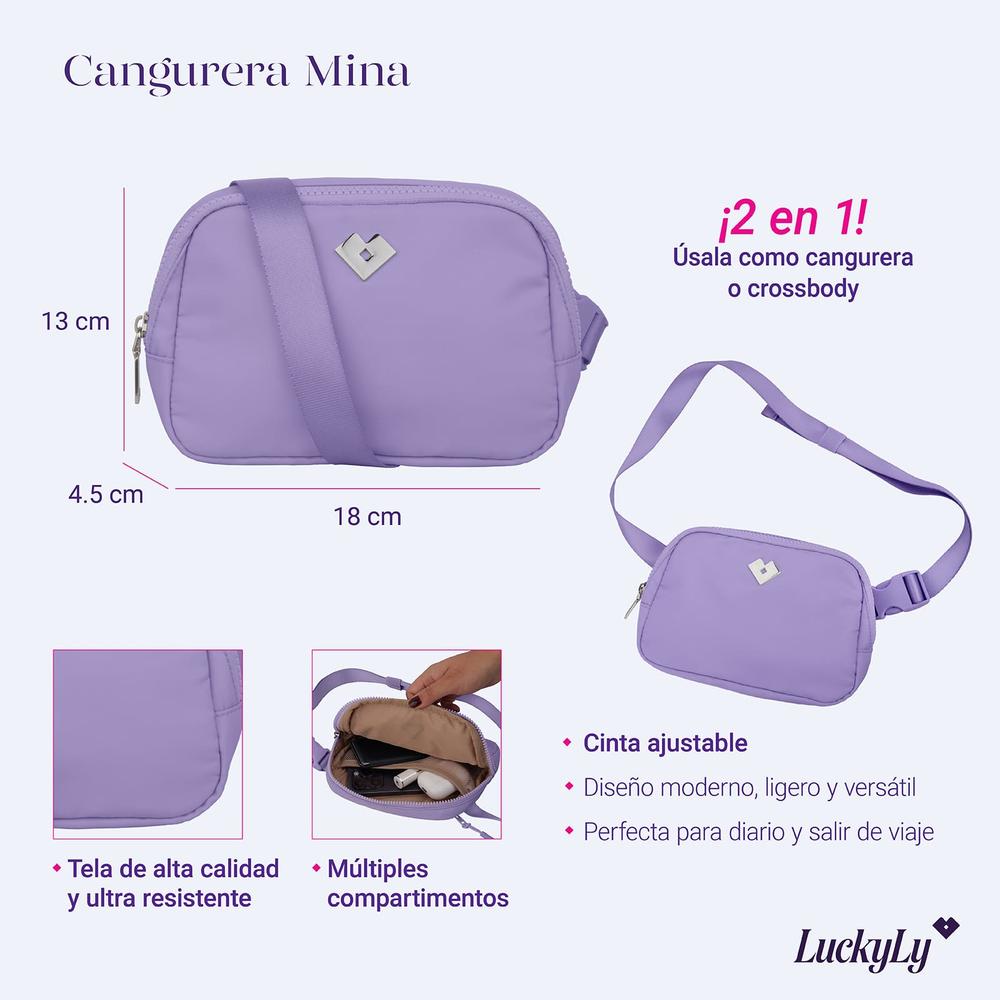 Foto 6 | Cangurera Bolsa Crossbody Y Bandolera Tipo Riñonera para Mujer Luckyly Mina Lila