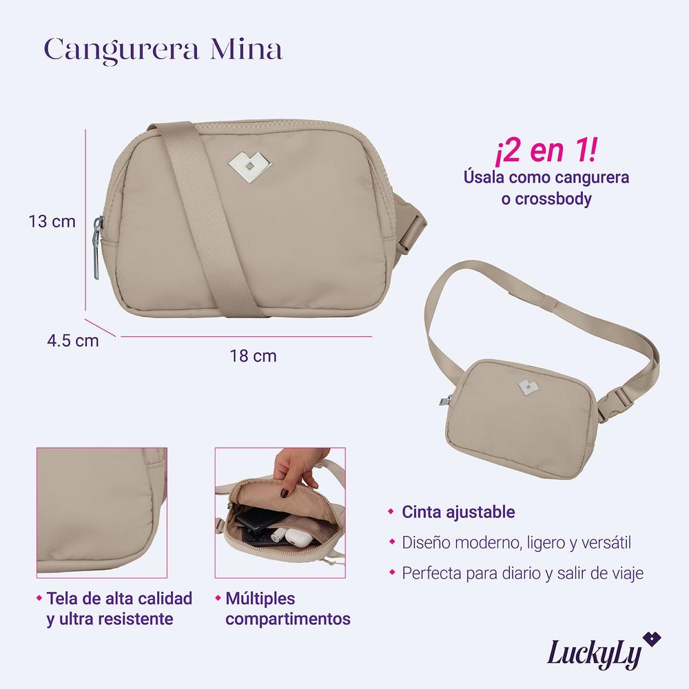 Foto 6 | Cangurera Luckyly Mina Beige Ligera y Resistente al Agua