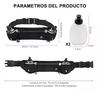 Foto 3 | Cinturón De Hidratación Para Correr Con Botellas Negro