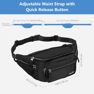 Foto 5 | Riñonera Fanny Pack Procase Para Viajes, Senderismo Y Correr, Color Negro - Venta Internacional.