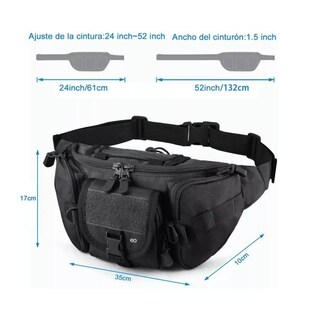 Foto 2 | Cangurera Tactica Impermeable Deportiva Eo Safe Imports Esi-4116-1 Negro