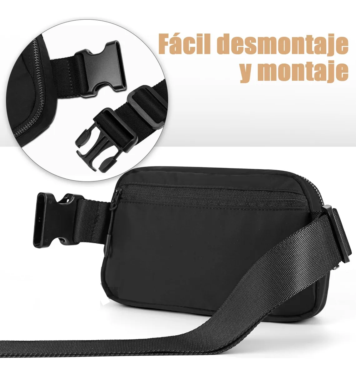 Foto 3 pulgar | 2 Cangurera Lab.g Deportiva Multiusos Impermeable Correr Negro Y Beige