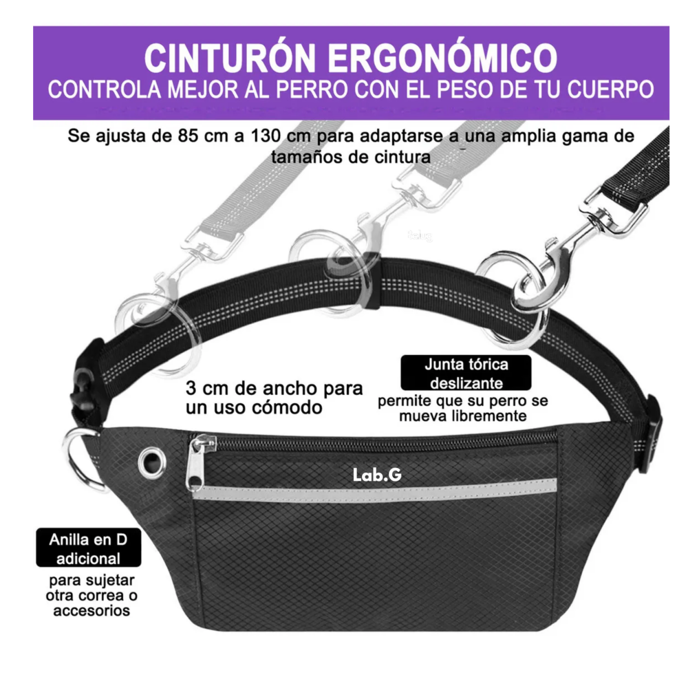 Foto 3 pulgar | Riñonera+correa Para Perro Manos Libres Para Caminar +correr Lab.g,  Negro Morado
