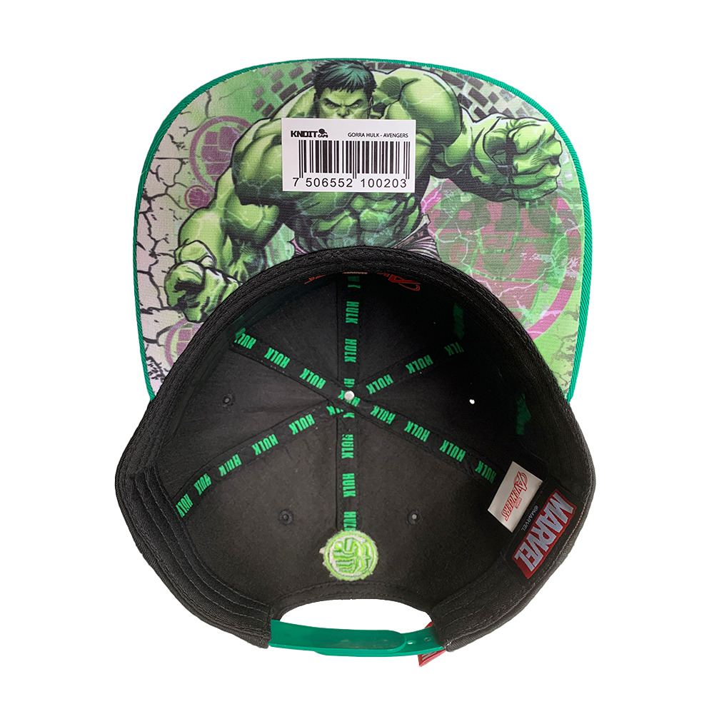 Foto 3 pulgar | Gorra Marvel Hulk color Negro con Verde Placa Metálica Mate 57 Cm