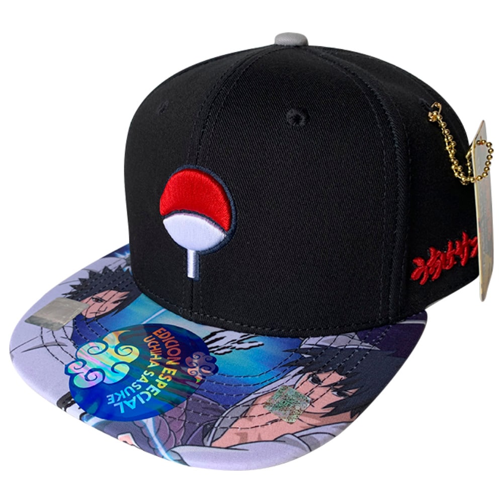 Gorra Naruto Shippuden Edición Especial Sasuke Uchiha Bordado 3D color Gris con Negro 57 cm $194