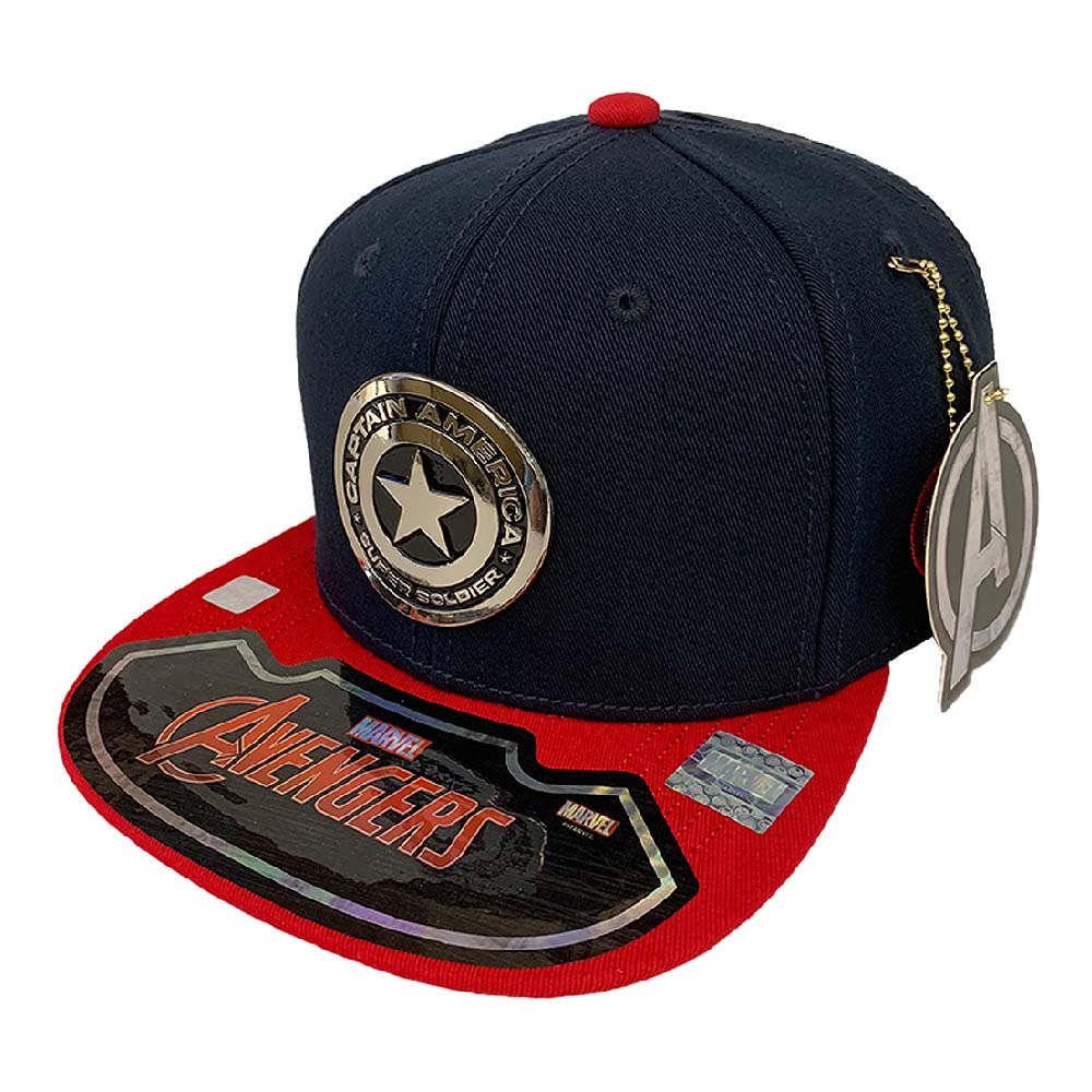 Foto 2 pulgar | Gorra Marvel Capitán América Placa Cromada Brillante color Azul Marino 57 cm