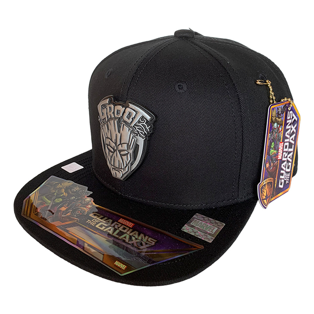 Foto 2 pulgar | Gorra Marvel Groot Placa Metálica Mate color Negro de 57 Cm
