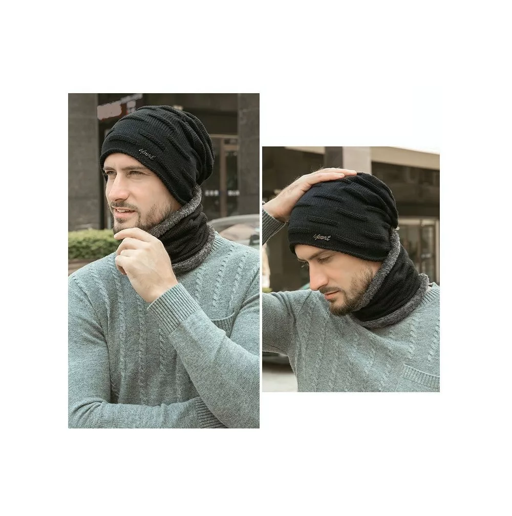 Foto 4 pulgar | Conjunto Bufanda y Gorro BELUG color Gris para Hombre Mantener Lana Caliente