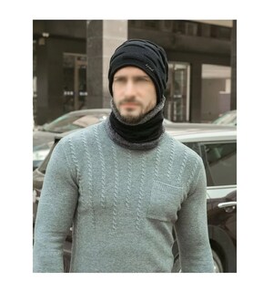 Foto 4 | Conjunto Bufanda y Gorro BELUG color Gris para Hombre Mantener Lana Caliente