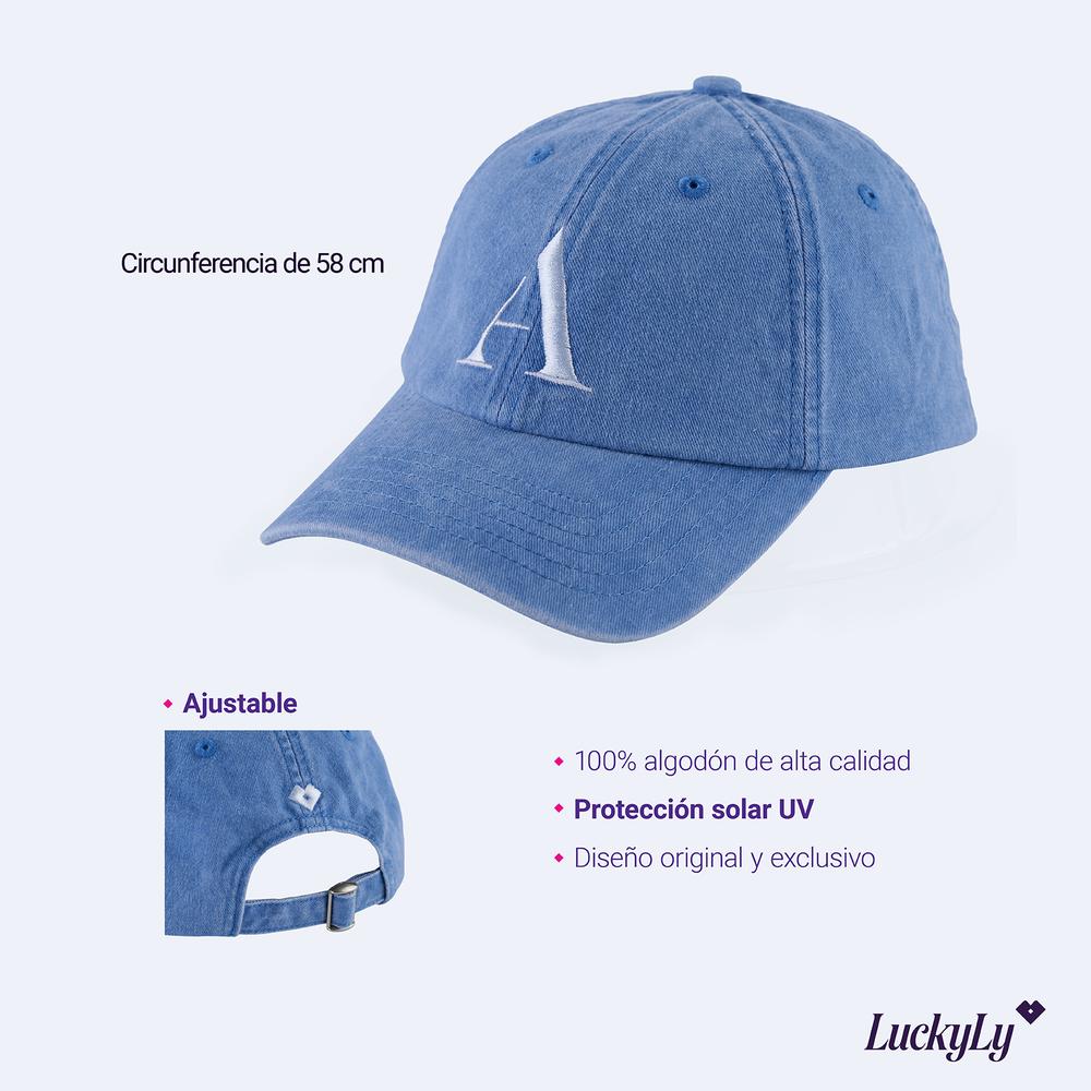 Foto 6 pulgar | Gorra Para Mujer Con Iniciales, Ajustable Y Moderna Luckyly, Letra A Azul