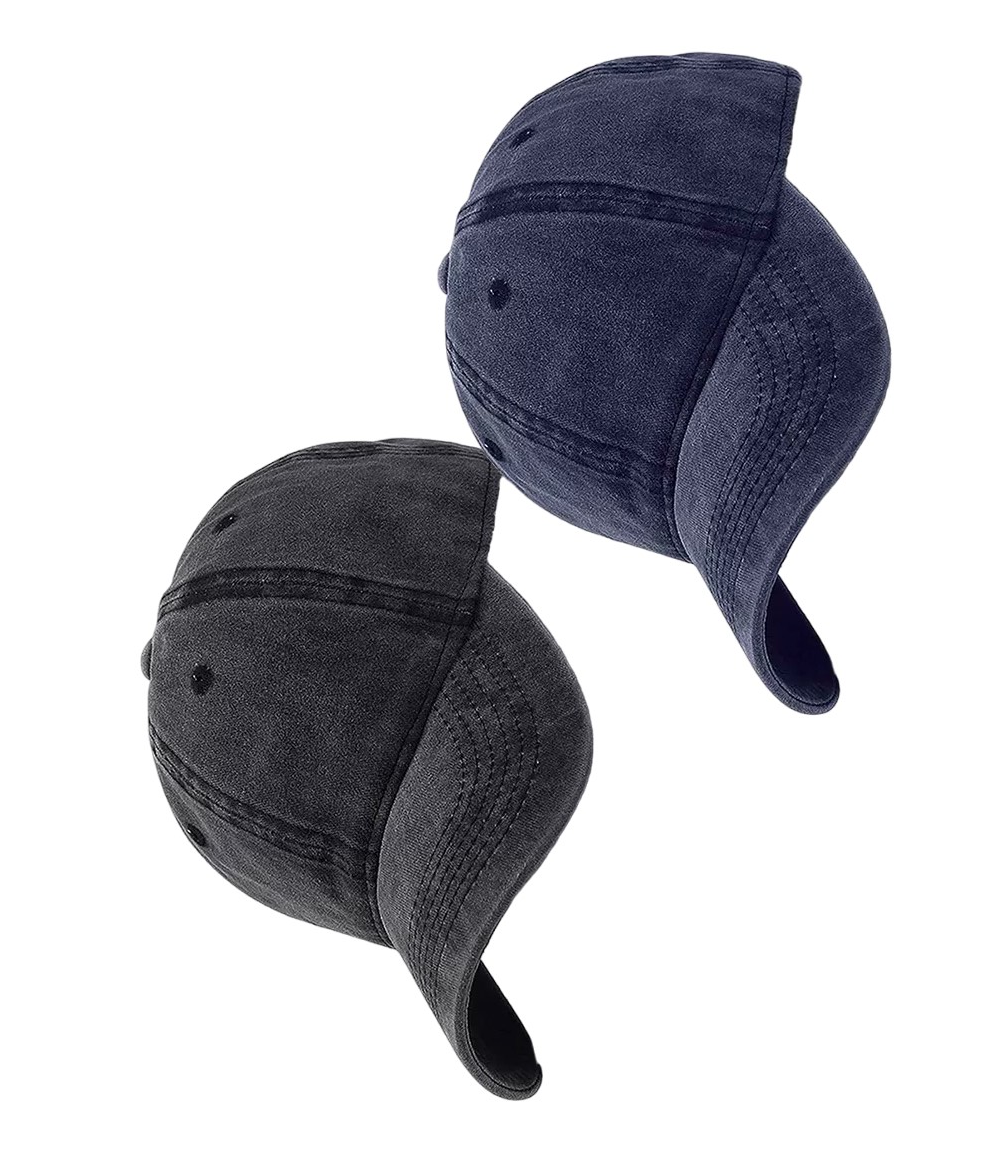 Foto 3 pulgar | Gorra De Béisbol Vintage De Algodón Con Sólido 2pzs Negro + Azul Marino