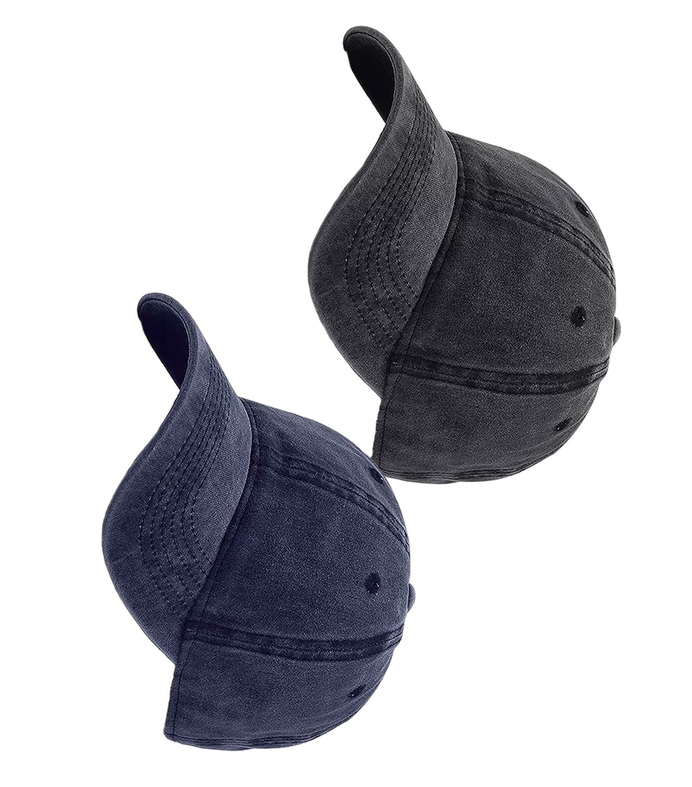Foto 4 pulgar | Gorra De Béisbol Vintage De Algodón Con Sólido 2pzs Negro + Azul Marino