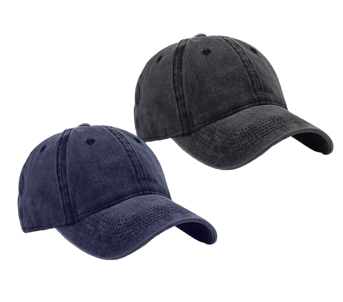 Foto 5 pulgar | Gorra De Béisbol Vintage De Algodón Con Sólido 2pzs Negro + Azul Marino