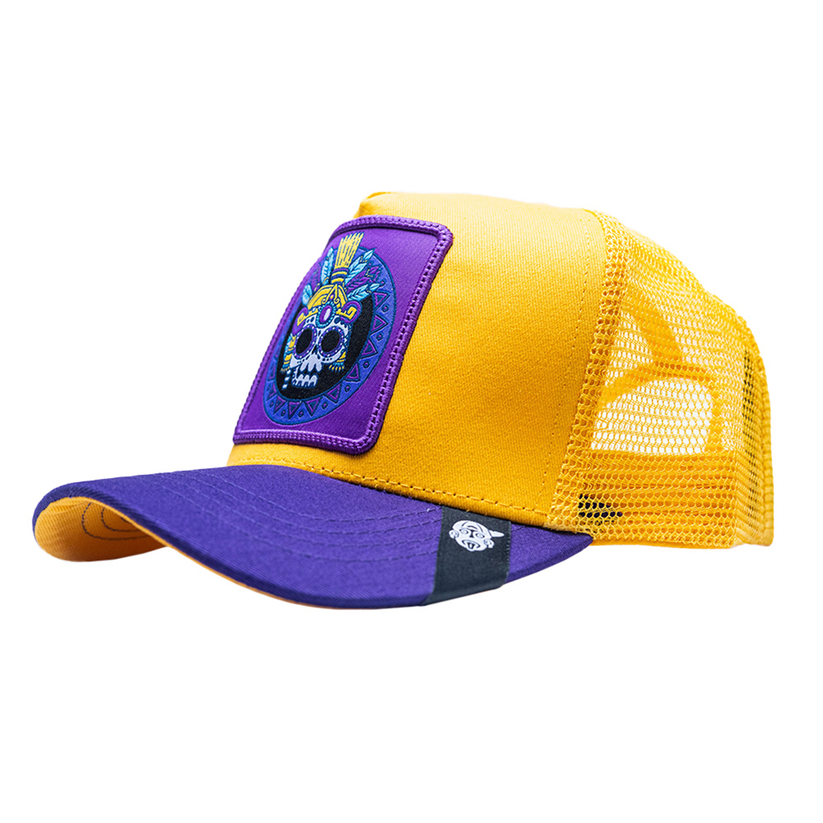 Foto 3 pulgar | Gorra Visera Curva Con Malla Y Ajustador Pook Calaca Amarillo