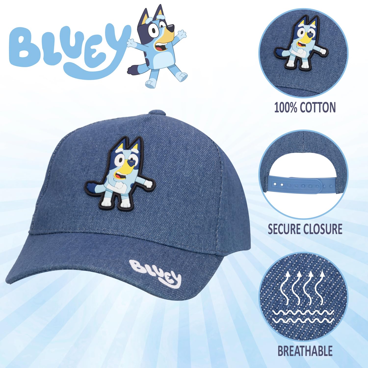 Foto 3 pulgar | Gorra De Béisbol Bluey Hat Ajustable Para Niños Pequeños, Algodón - Venta Internacional.