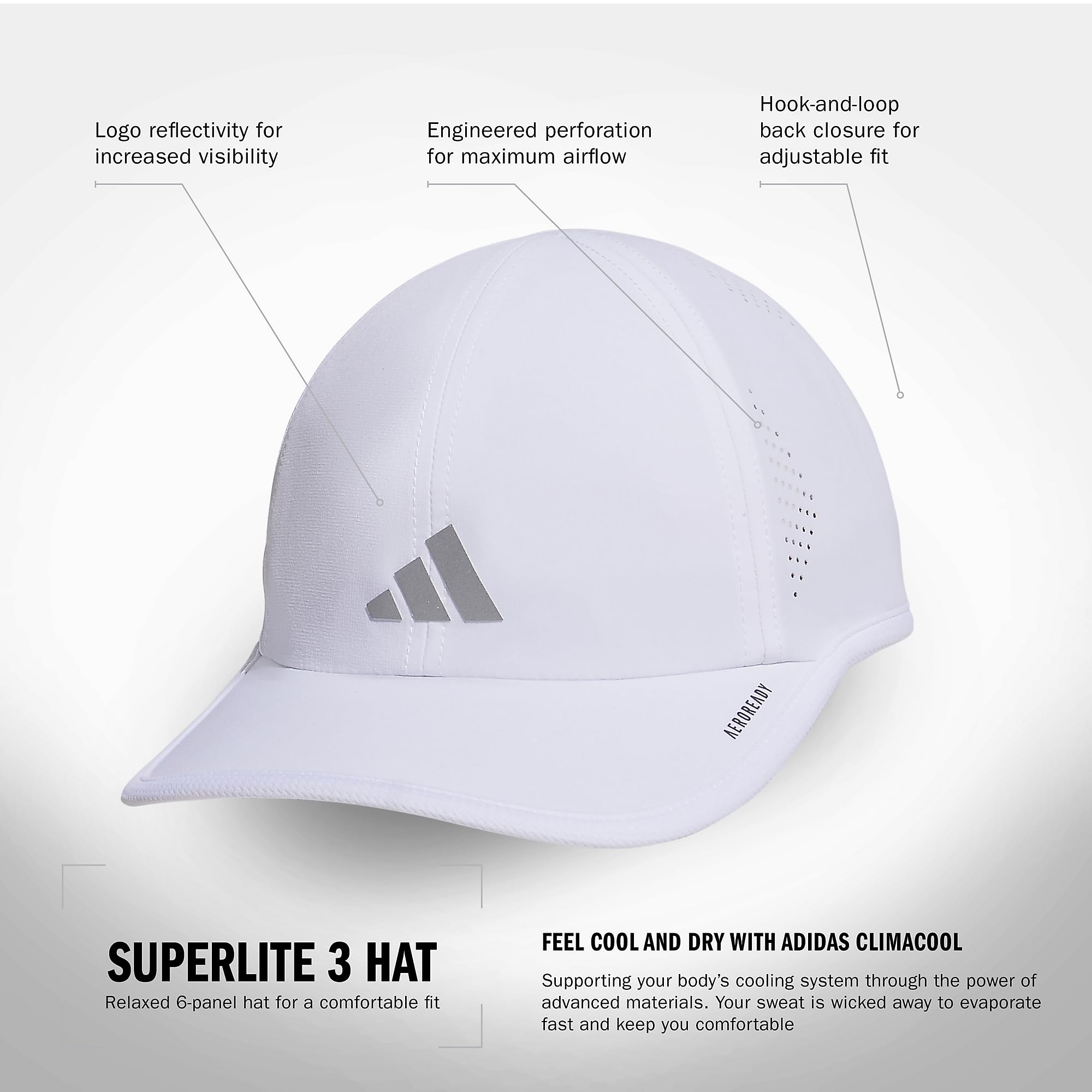 Foto 2 | Gorra Adidas Superlite Para Mujer Blanco/plateado Metalizado - Venta Internacional.