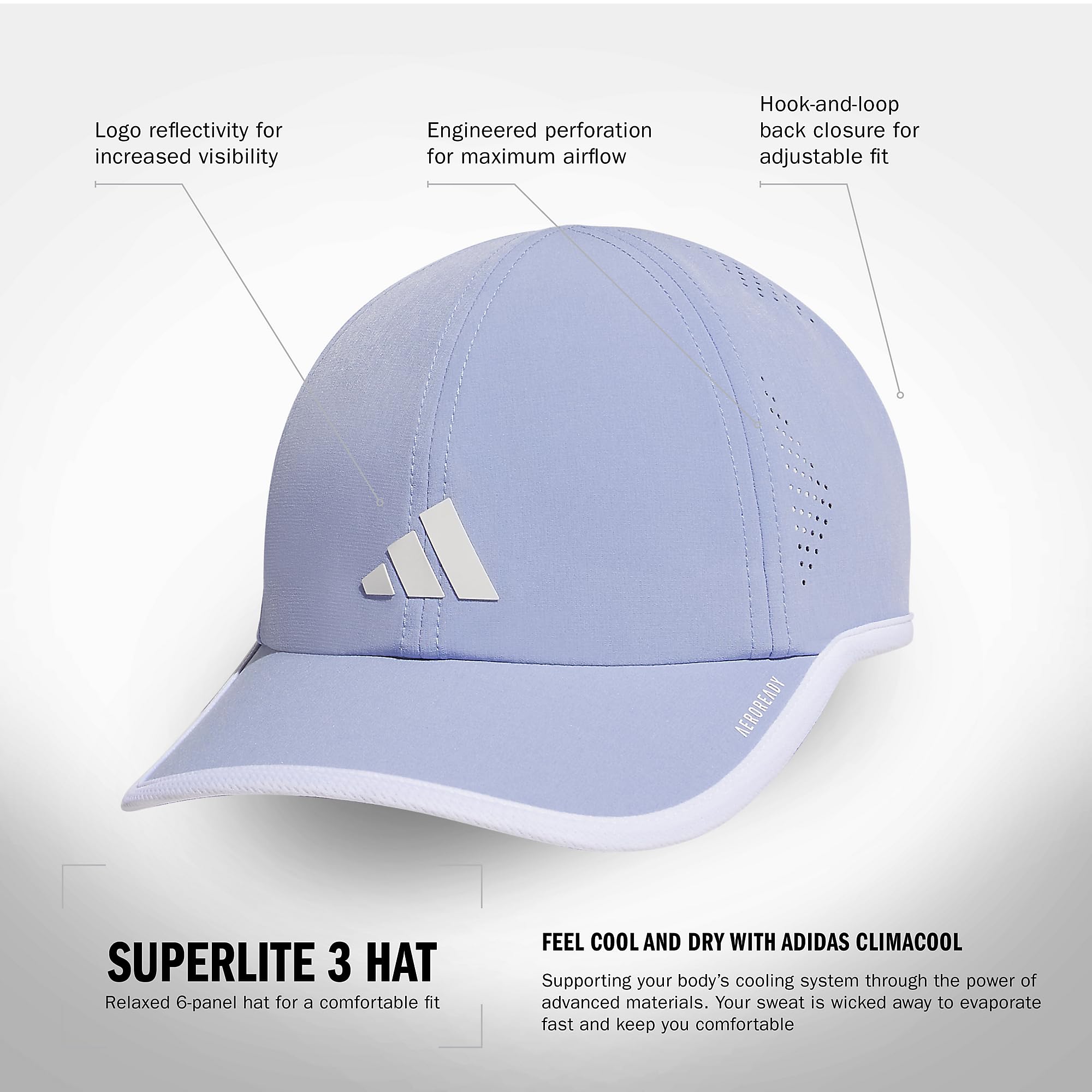 Foto 3 pulgar | Gorra Adidas Superlite Para Mujer, Corte Holgado, Azul Brillante Y Blanco - Venta Internacional.