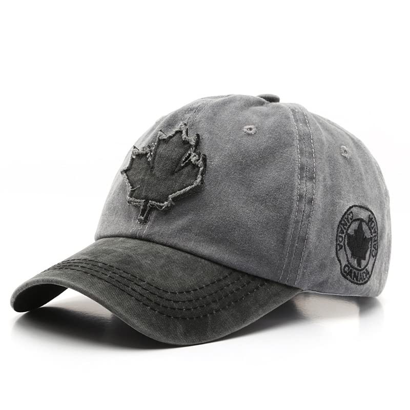 Foto 2 pulgar | Gorra De Béisbol Unisex Con Bordado De Hojas De Arce (gris Y Negro) - Venta Internacional.