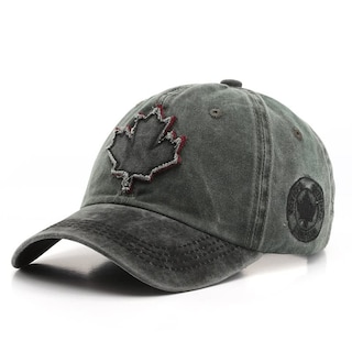 Foto 1 | Gorra De Béisbol Unisex Con Bordado De Hojas De Arce Lavadas, Verde Y Negro - Venta Internacional.