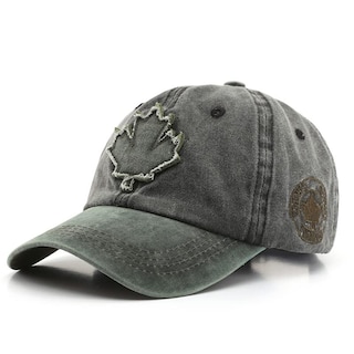 Foto 1 | Gorra De Béisbol Unisex Con Bordado De Hojas De Arce Lavadas, Negro Y Verde - Venta Internacional.
