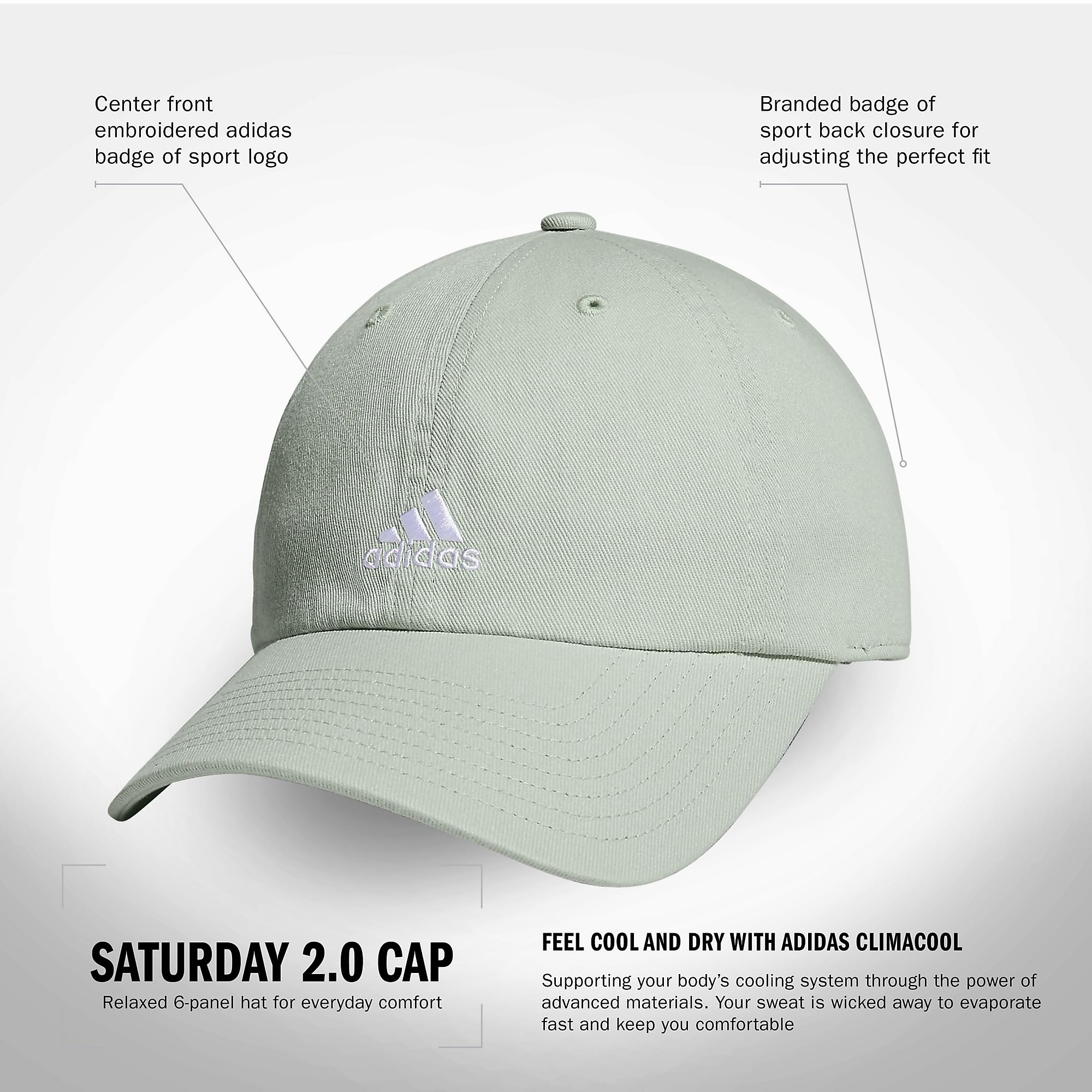 Foto 3 pulgar | Gorra Adidas Saturday Para Mujer, Corte Holgado, Lino Verde/blanco - Venta Internacional.
