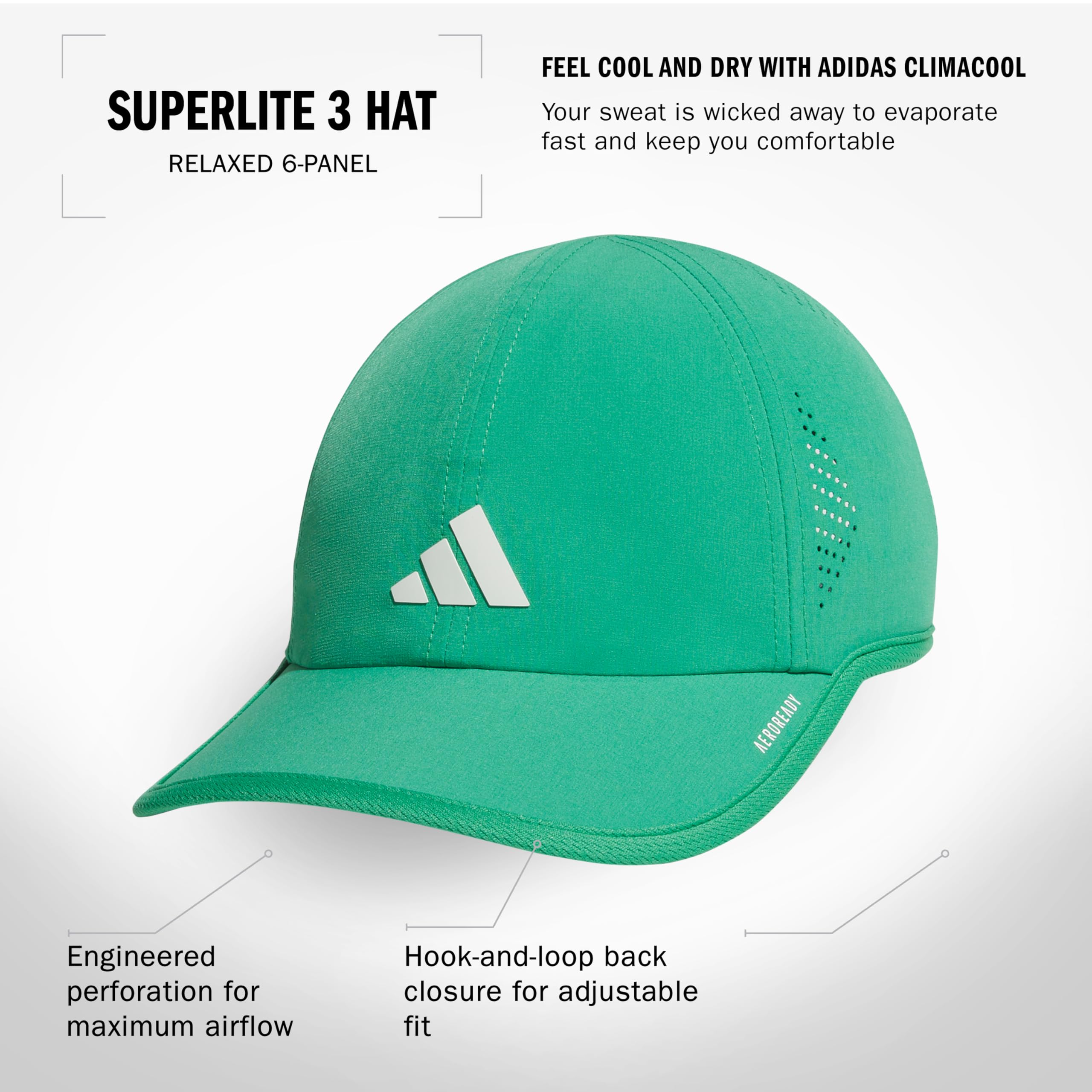 Foto 3 pulgar | Gorra Adidas Superlite Para Mujer, Corte Relajado, Color Verde Y Blanco - Venta Internacional.