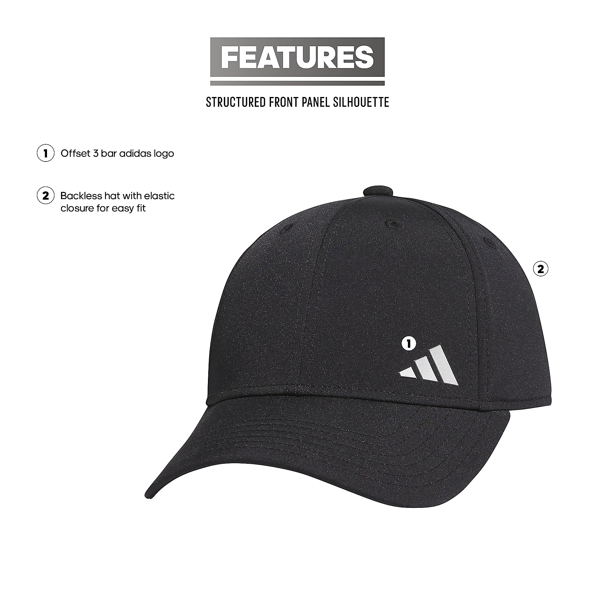 Foto 3 pulgar | Gorra De Béisbol Adidas Para Mujer Con Forma De Cola De Caballo Sin Espalda, Color Negro Y Plateado - Venta Internaci