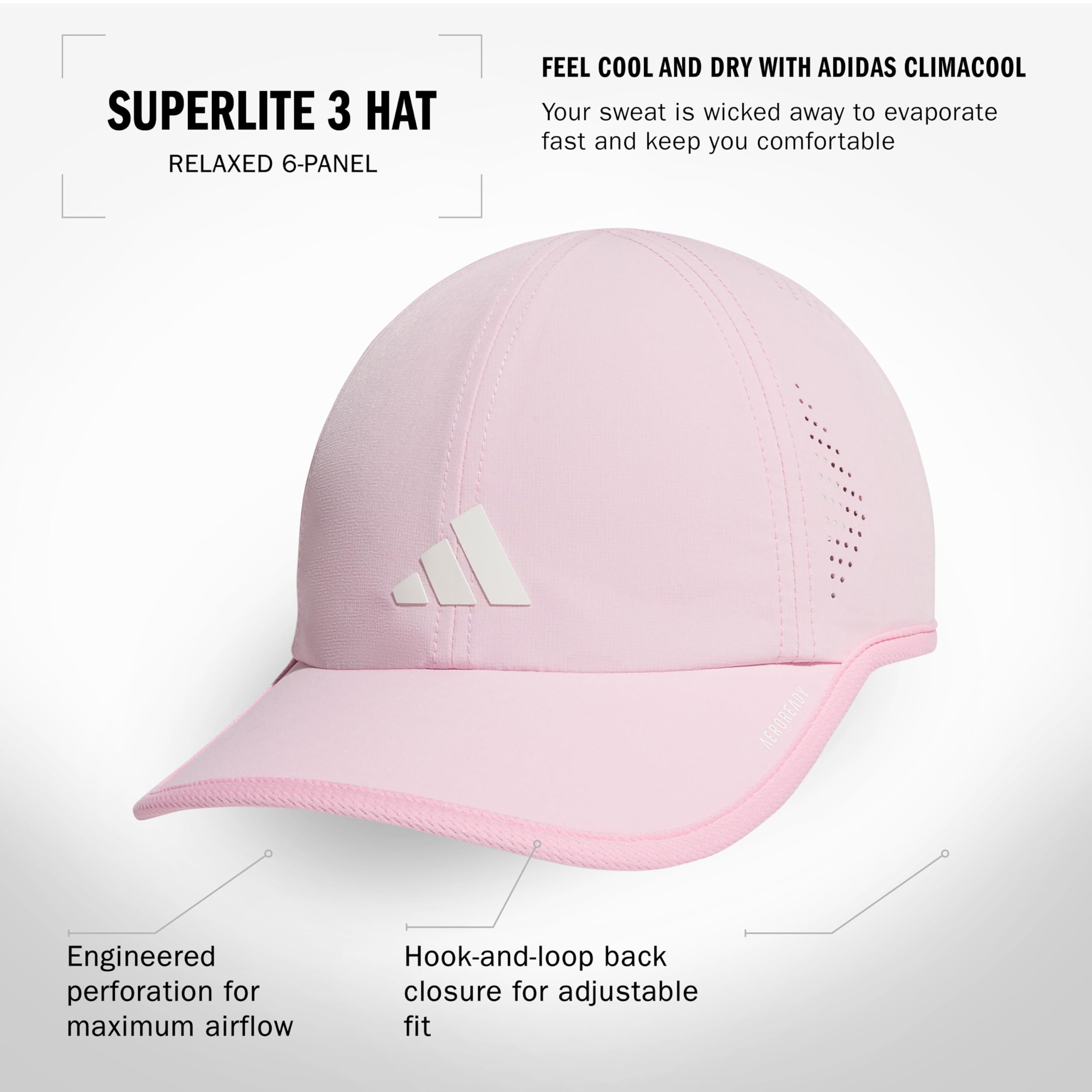Foto 3 pulgar | Gorra Adidas Superlite Para Mujer, De Corte Relajado, Color Rosa Intenso - Venta Internacional.