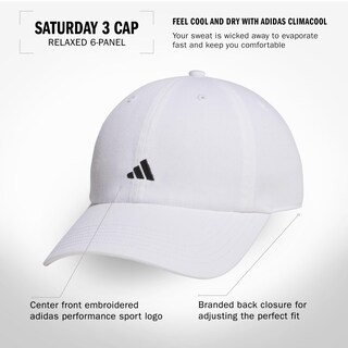 Foto 2 | Gorra Adidas Saturday Para Mujer, Corte Holgado, Atlética, Blanco/negro - Venta Internacional.