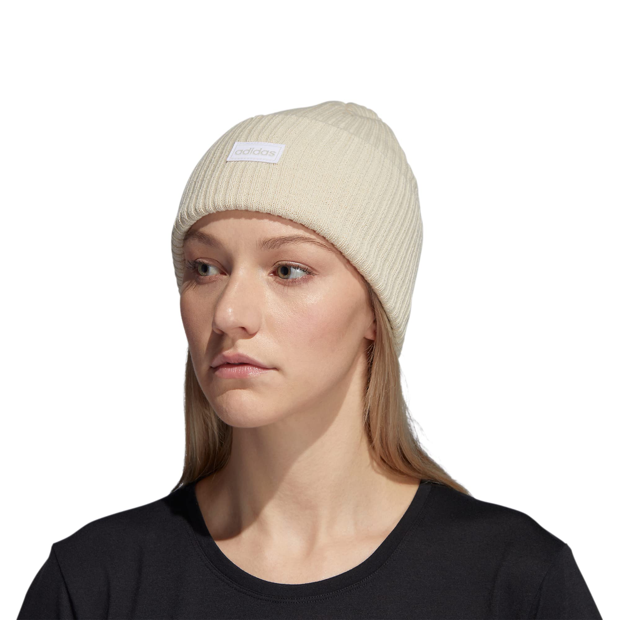 Foto 5 | Gorro Adidas Para Mujer, 10 Cm, Dobladillo, Alúmina, Color Beige/blanco - Venta Internacional.