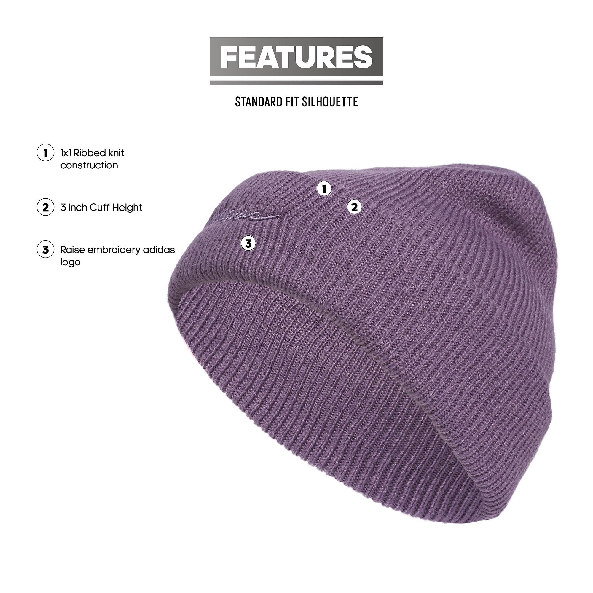 Foto 2 | Gorro Adidas Script Para Mujer, Tejido Acrílico, Color Violeta, Sombra De Invierno - Venta Internacional.