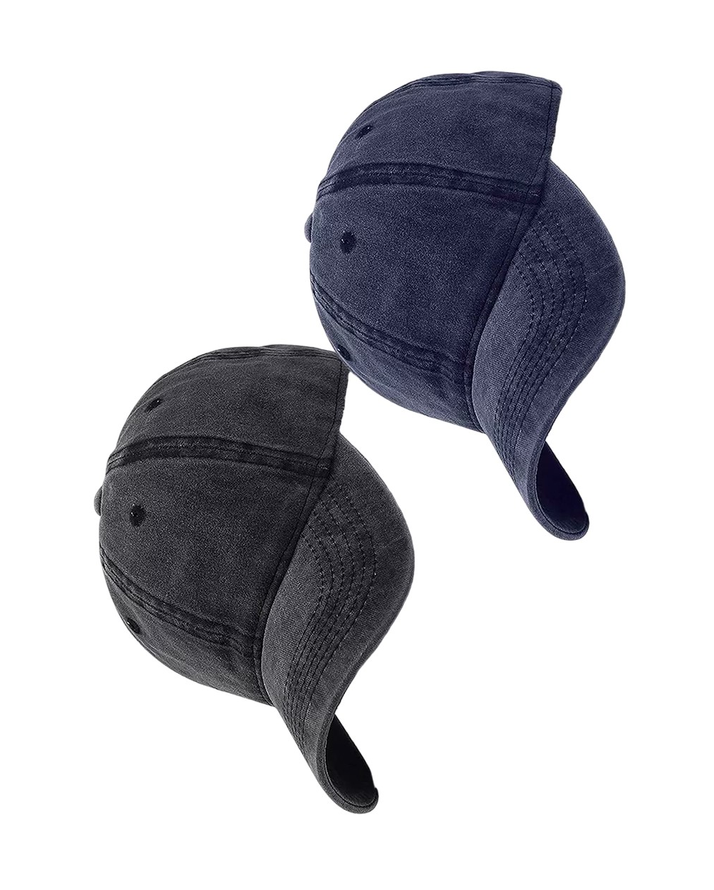 Foto 3 pulgar | Gorra De Béisbol Vintage De Algodón Con Sólido 2pzs, Negro + Azul Marino