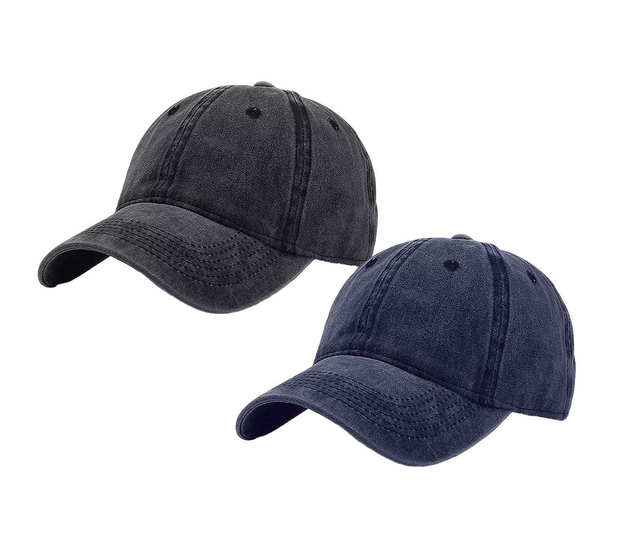 Foto 4 pulgar | Gorra De Béisbol Vintage De Algodón Con Sólido 2pzs, Negro + Azul Marino