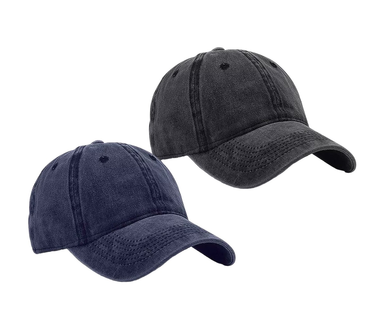 Foto 5 pulgar | Gorra De Béisbol Vintage De Algodón Con Sólido 2pzs, Negro + Azul Marino