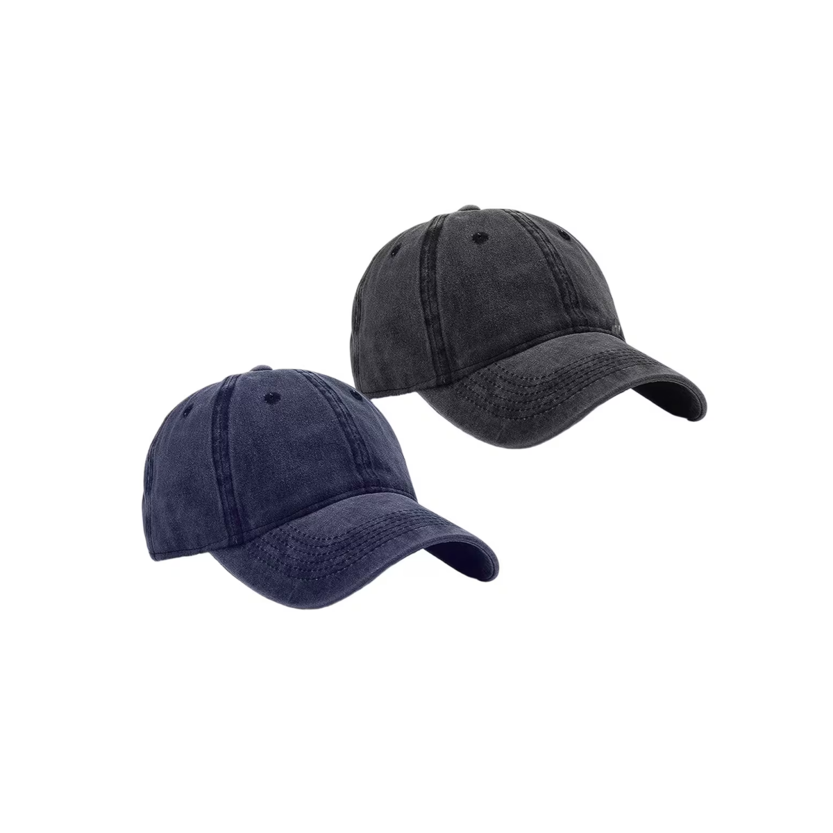 Foto 4 | Gorra De Béisbol Vintage De Algodón Con Sólido 2pzs Belug, Negro + Azul Marino