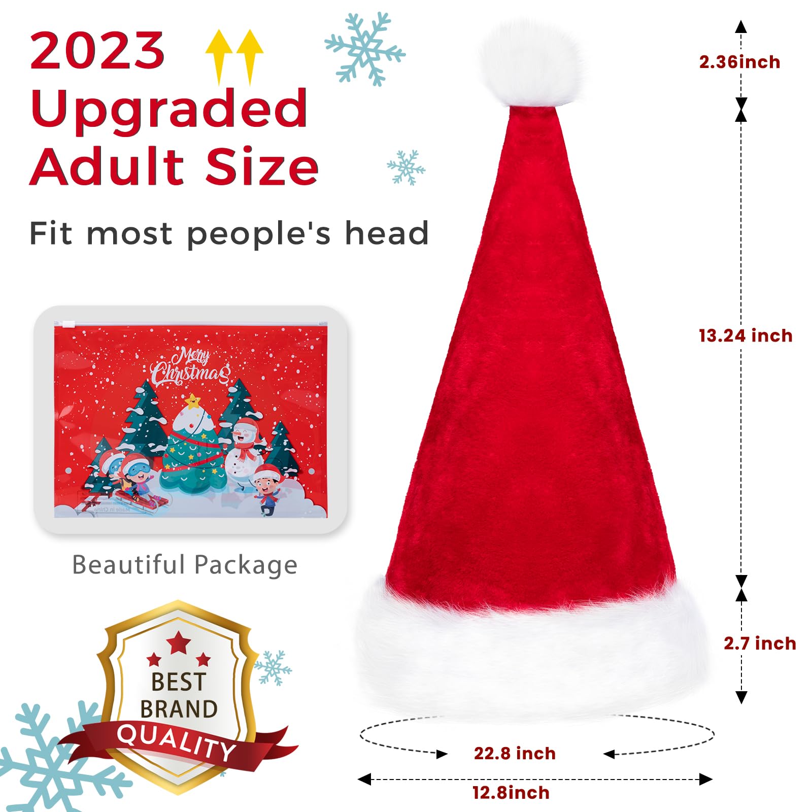 Foto 5 pulgar | Gorro De Navidad Rjvw, Gorro De Papá Noel, Navidad, Terciopelo, Adulto, Rojo - Venta Internacional.