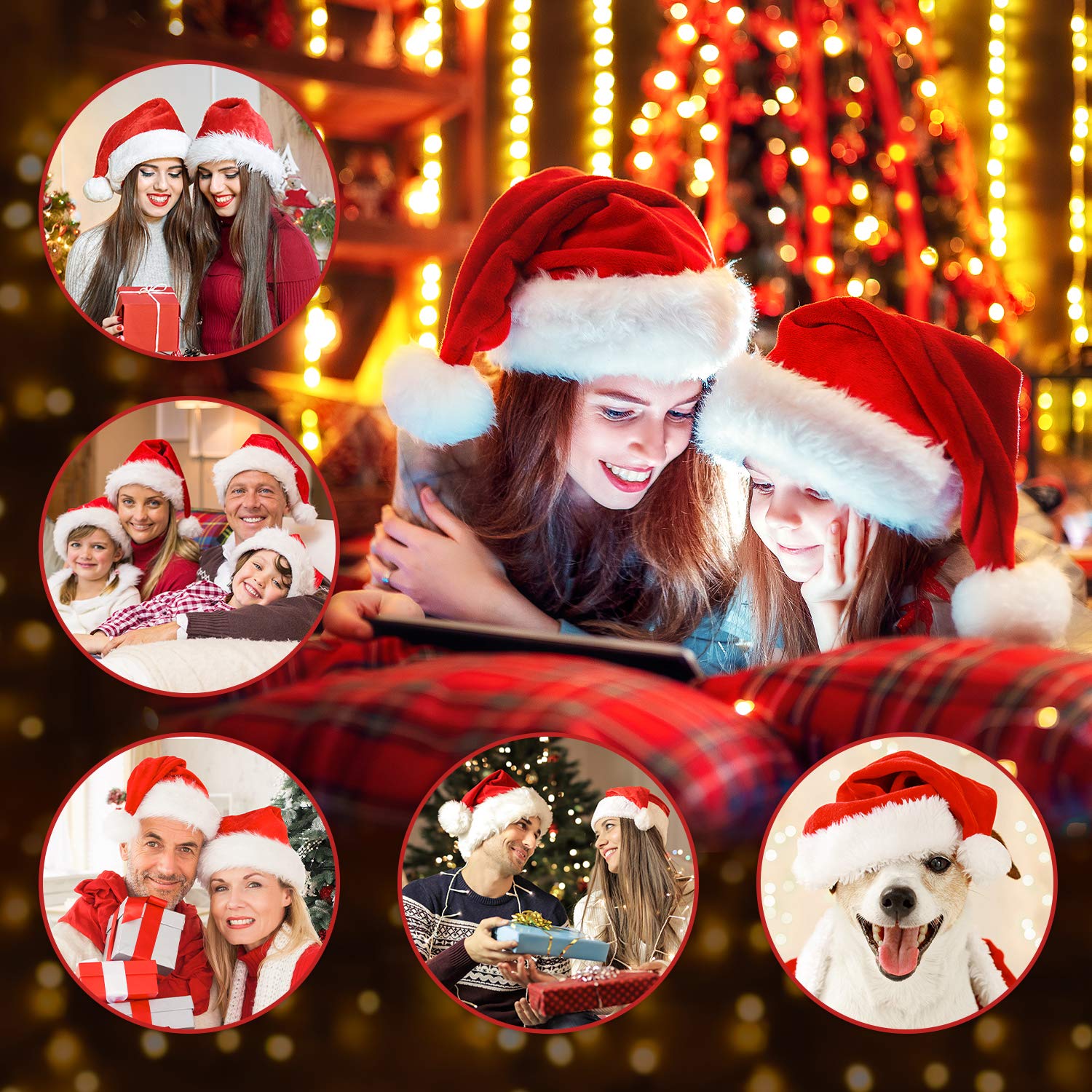 Foto 5 | Gorro De Navidad Rjvw, Gorro De Papá Noel, Navidad, Terciopelo, Adulto, Rojo - Venta Internacional.