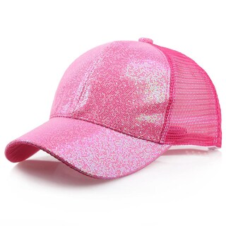 Foto 2 | Gorra De Béisbol Huoguo Con Lentejuelas Moño Desordenado Y Brillante Sombrero Para Mujer - Venta Internacional.