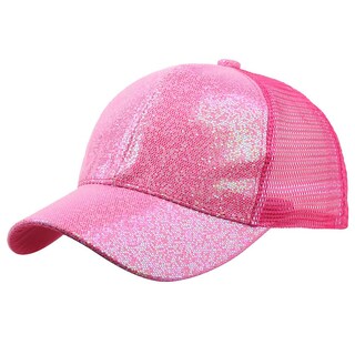 Foto 3 | Gorra De Béisbol Huoguo Con Lentejuelas Moño Desordenado Y Brillante Sombrero Para Mujer - Venta Internacional.